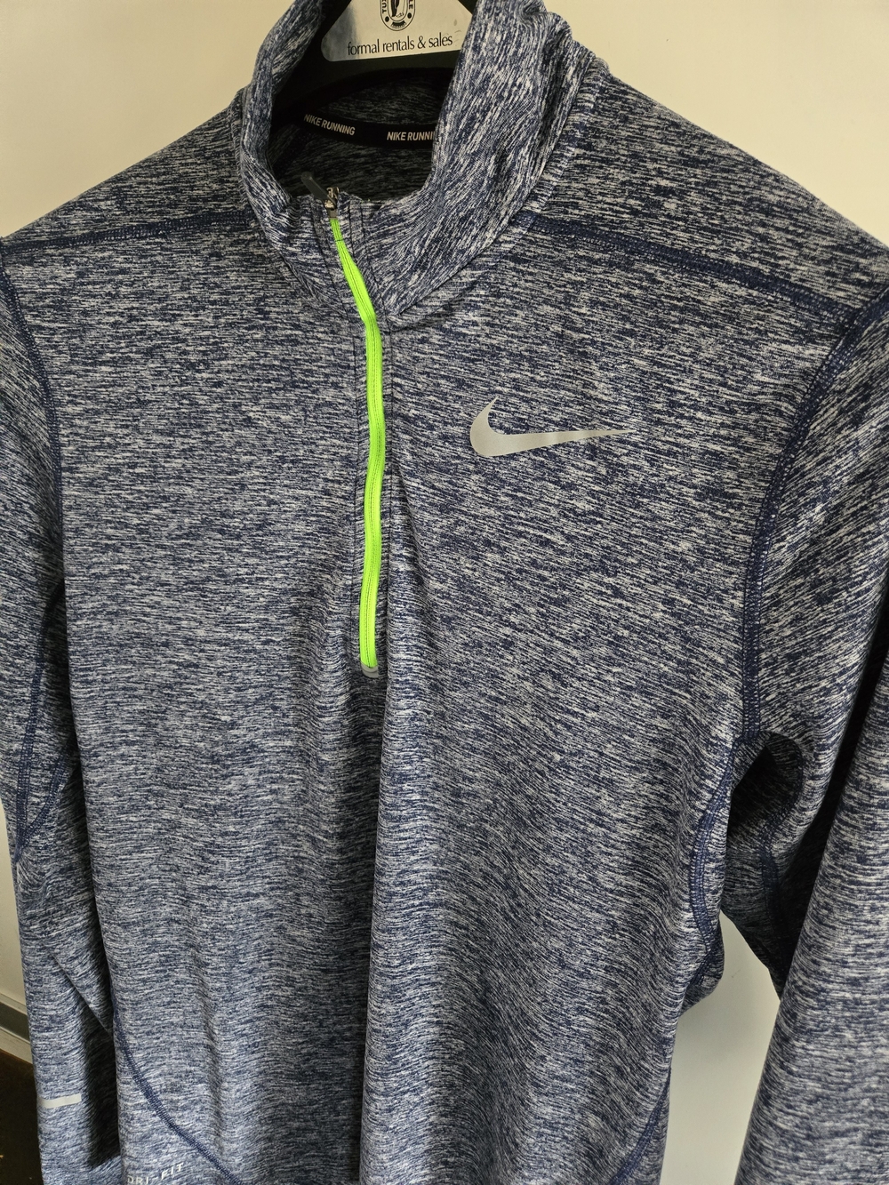 Nike Dri-FIT Heathered Blue Quarter-Zip Pullover with Neon Zip